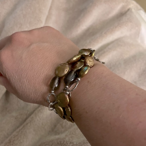 Silpada sterling Bronze coin pearl bracelet - Picture 5 of 7